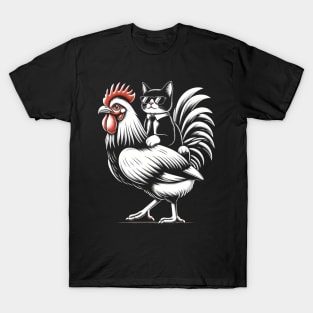 Tuxedo Cat on a Chicken T-Shirt